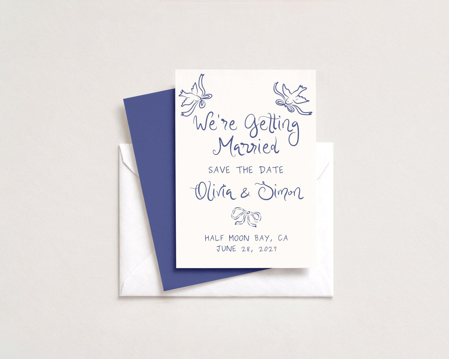Wedding Save the Date | Whimsical Dove Design | Canva Template