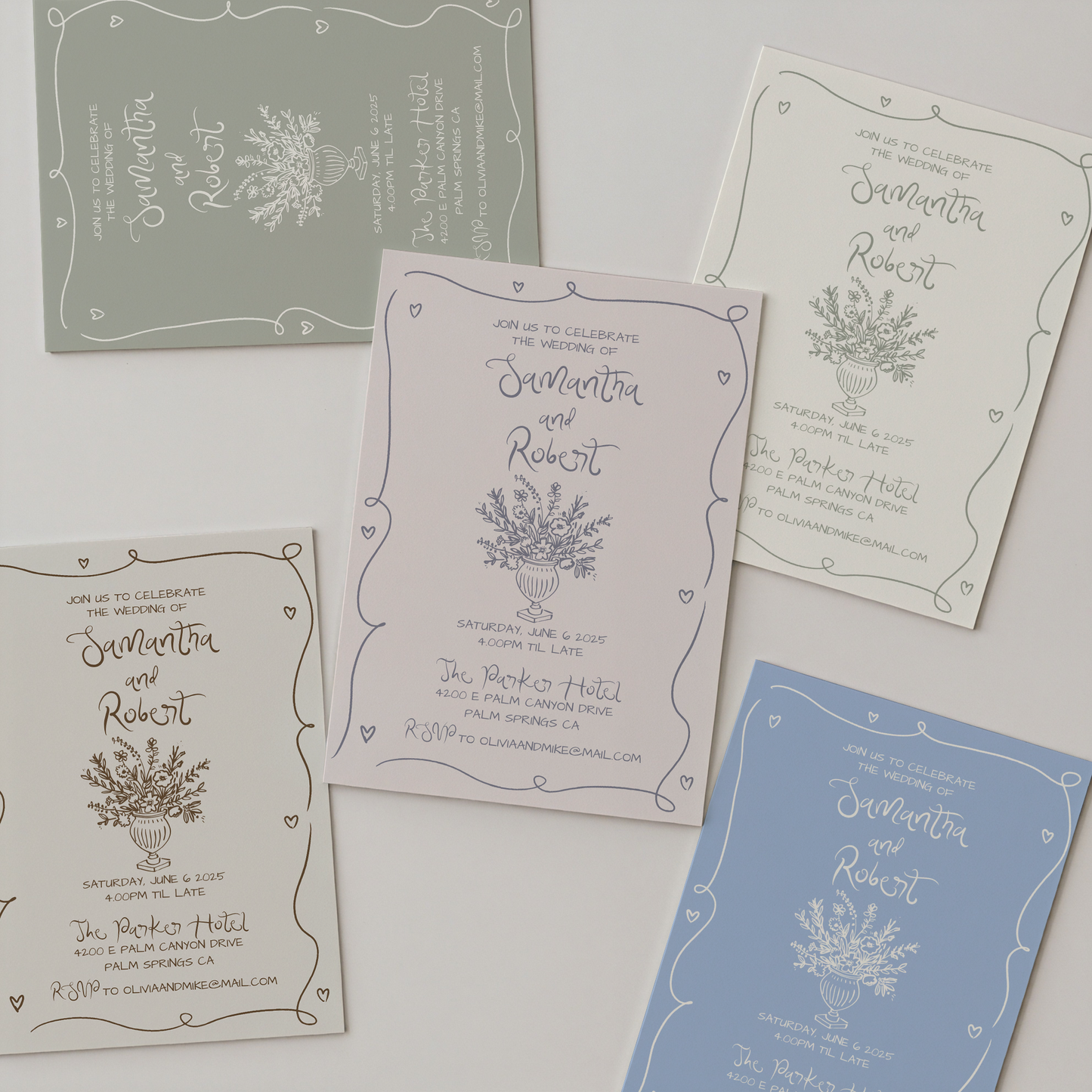 Whimsical Floral Wedding Invitation Suite | Hand Drawn Floral Design | Canva Template
